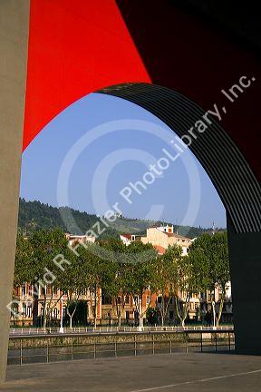 Arch of La Salve Bridge located in the second district Uribarri in the city of Bilbao, Biscay, Basque Country, northern Spain.