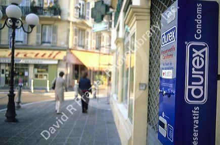 A condom machine on the street in Paris, France.