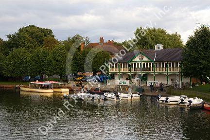 The Boat House on the River Avon at Stratford-upon-Avon, Warwickshire, England.
