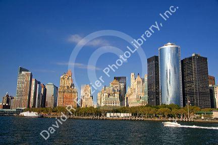 Battery Park and Lower Manhattan, New York City, New York, USA.