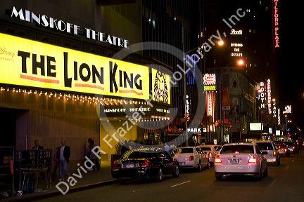 The Minskoff Theatre on Broadway in Midtown-Manhattan, New York City, New York, USA.