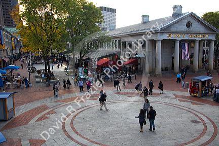 Quincy Market located in Faneuil Hall Marketplace in Boston, Massachusetts, USA.