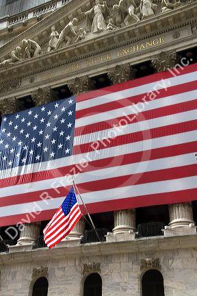 Exterior of the New York Stock Exchange in lower Manhattan, New York City, New York, USA.