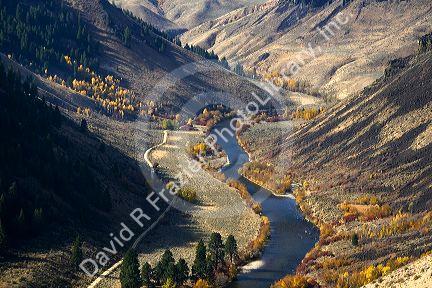 Fall foliage along the south fork of the Boise River in Elmore County, Idaho, USA.