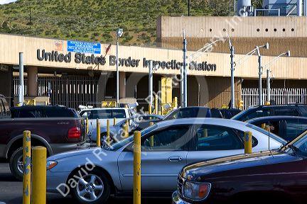 Automobiles wait to enter the United States port of entry at the Tijuana, Baja California, Mexico/San Diego, California border crossing.