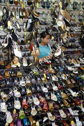 Shoes being sold at a market in the Cholon district of Ho Chi Minh City, Vietnam.
