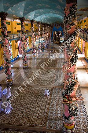 Cao Dai ceremony inside the Tay Ninh Holy See in Tay Ninh, Vietnam.