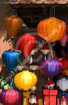 Colorful silk lanterns being sold in Hoi An, Vietnam.