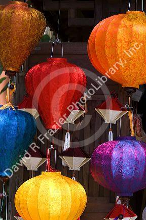 Colorful silk lanterns being sold in Hoi An, Vietnam.