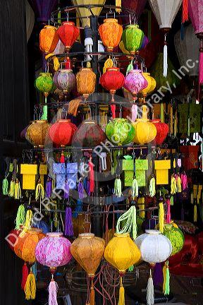 Colorful silk lanterns being sold in Hoi An, Vietnam.