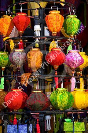 Colorful silk lanterns being sold in Hoi An, Vietnam.