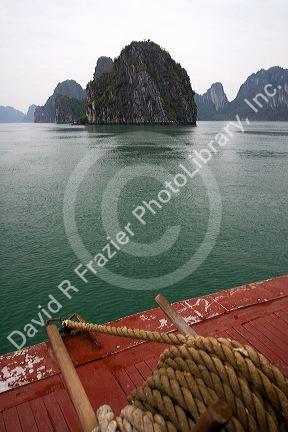 Anchor winch on a boat in Ha Long Bay, Vietnam.