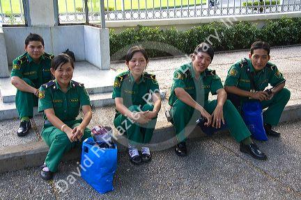 Tourist security officers in front of the Reunification Palace formerly known as the Independence Palace in Ho Chi Minh City, Vietnam.