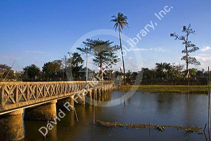 Footbridge to a shrine in the Imperial Citadel of Hue, Vietnam.