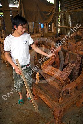 Vietnamese furniture factory in Dong Ha, Vietnam.