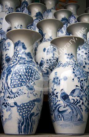 Painted ceramic vases at the Thai Son pottery factory near Ha Long, Vietnam.