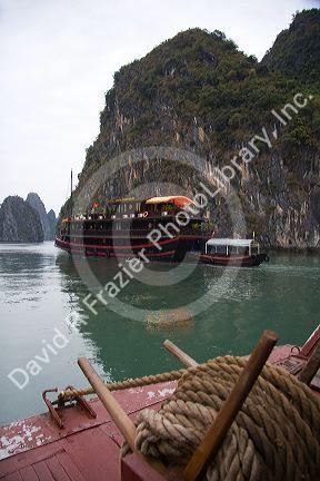 Anchor winch on a boat in Ha Long Bay, Vietnam.