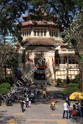 Buildings and visitors at the Saigon Zoo and Botanical Gardens in Ho Chi Minh City, Vietnam.