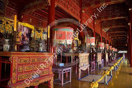 Interior of the Imperial Temple at the Imperial Citadel of Hue, Vietnam.