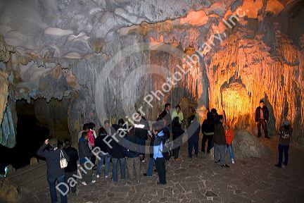 Interior of the Hang Sung Sot caves in Ha Long Bay, Vietnam.