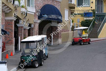 Golf carts used for transportation in the town of Avalon on Catalina Island, California, USA.