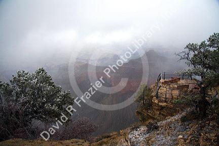 Snow storm at the South Rim of the Grand Canyon, Arizona, USA.