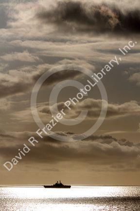 USS Bonhomme Richard Amphibious Assault Ship of the United States Navy in the Pacific Ocean near Camp Pendleton, California, USA.