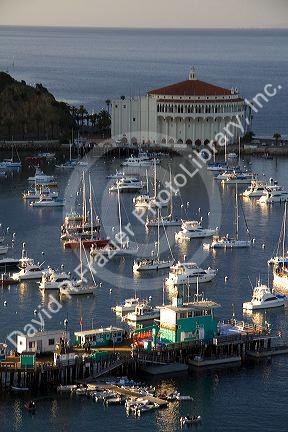 The Catalina Casino and Avalon harbor on Catalina Island, California, USA.