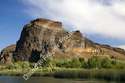 Rock formations along the Snake River near Swan Falls Dam in Owyhee County, Idaho, USA.