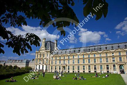 Visitors at the Tuileries Garden near the Lourve in Paris, France.