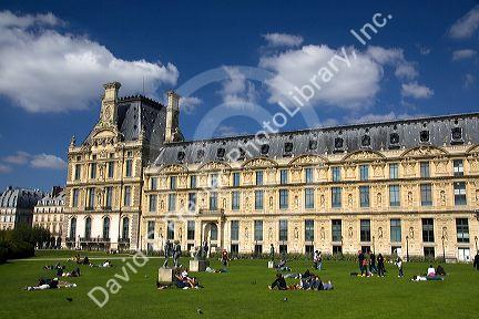 Visitors at the Tuileries Garden near the Lourve in Paris, France.