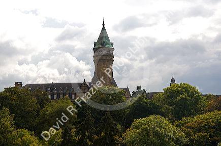 Vallee de la Petrusse and the Banque et Caisse d'Epargne de I'Etat in Luxembourg City, Luxembourg.