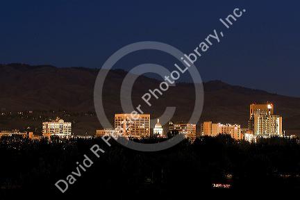 Boise skyline at night, Idaho.