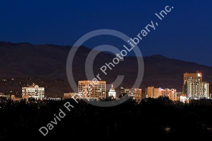 Boise skyline at night, Idaho.