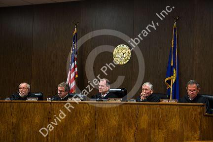 Courtroom scene showing the five members of the Idaho Supreme Court at Twin Falls, Idaho. 11/5/09