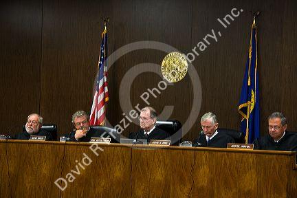 Courtroom scene showing the five members of the Idaho Supreme Court at Twin Falls, Idaho. 11/5/09