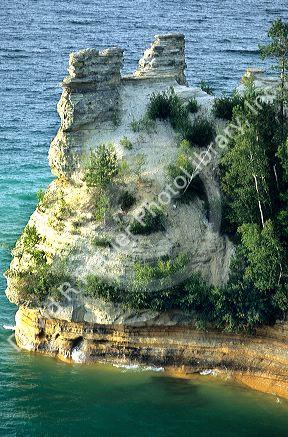 Miners Castle at the Picture Rocks in Munising along the shores of Lake Superior, Michigan.
