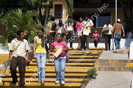 Mexican college students on the campus of Universidad Autonoma de Guerro located in Acapulco, Guerrero, Mexico.