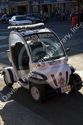 Electric police vehicle in the city of Puebla, Puebla, Mexico.