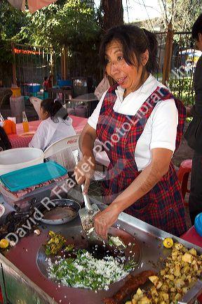 Food vendor along the Xochimilco canals within Mexico City, Mexico.