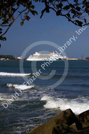 The AIDAaura cruise ship docked at Puerto Limon, Costa Rica.