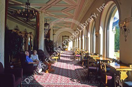 The lobby of Chateau at Lake Louise, Banff, Canada.