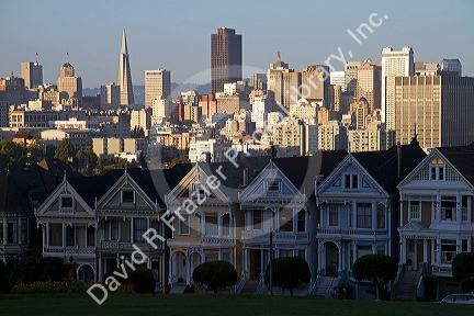 Painted Ladies victorian houses near Alamo Square in San Francisco, California, USA.
