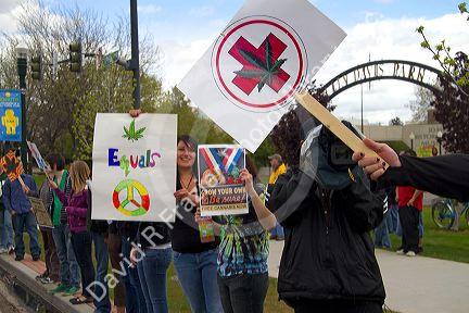 People rally for the legalization of medical marijuana in Boise, Idaho, USA.