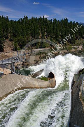 High water during spring runoff at Cascade Dam and the North Fork of the Payette River, Idaho, USA.