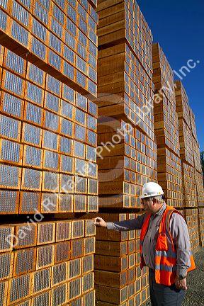 Railroad tie manufacturing at The Dalles, Oregon, USA.