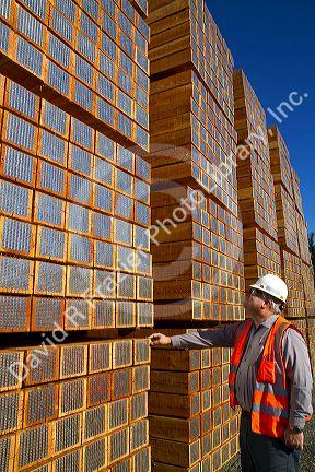 Railroad tie manufacturing at The Dalles, Oregon, USA.