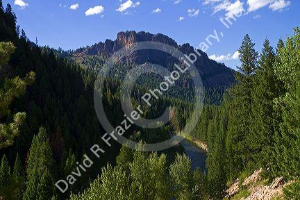 The Bitterroot River located in the Bitterroot National Forest near Darby, Montana, USA.