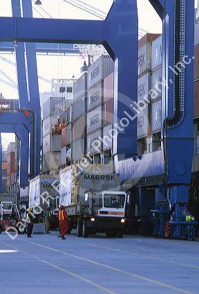 Loading container ships at Mt. Pleasant, South Carolina.