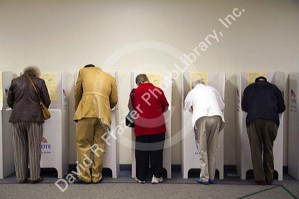 American citizens voting on election day in Boise, Idaho, USA.